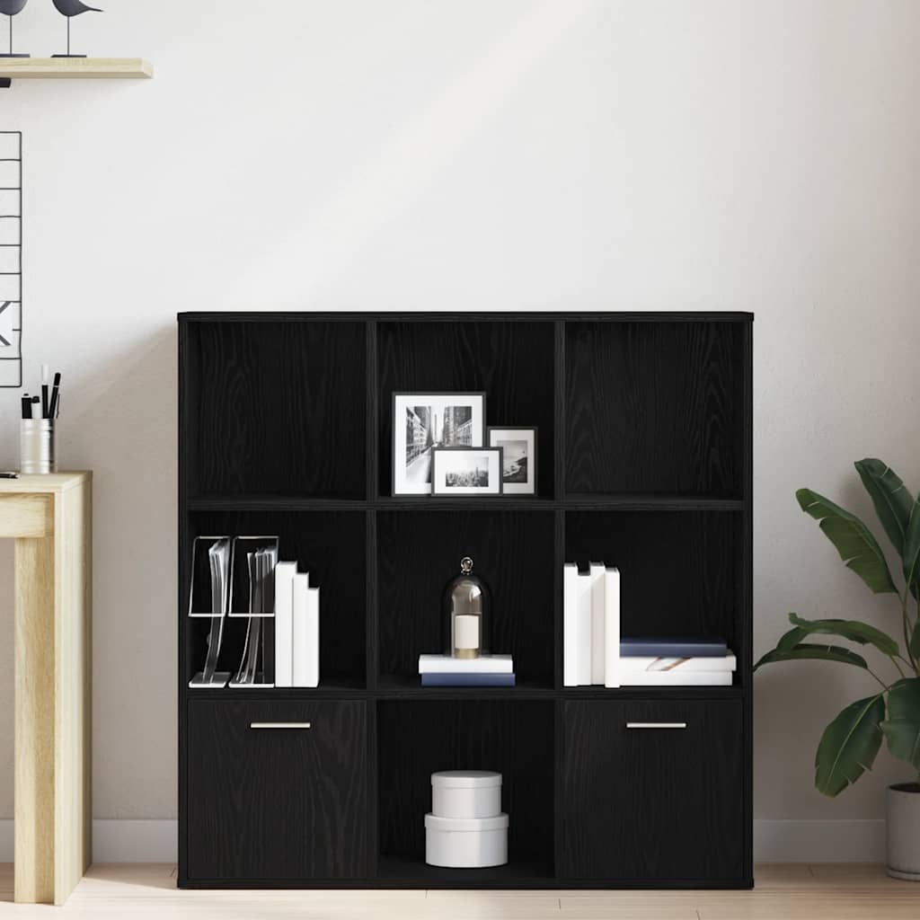 Book Cabinet Black Oak 98x29x97.5 cm Engineered Wood