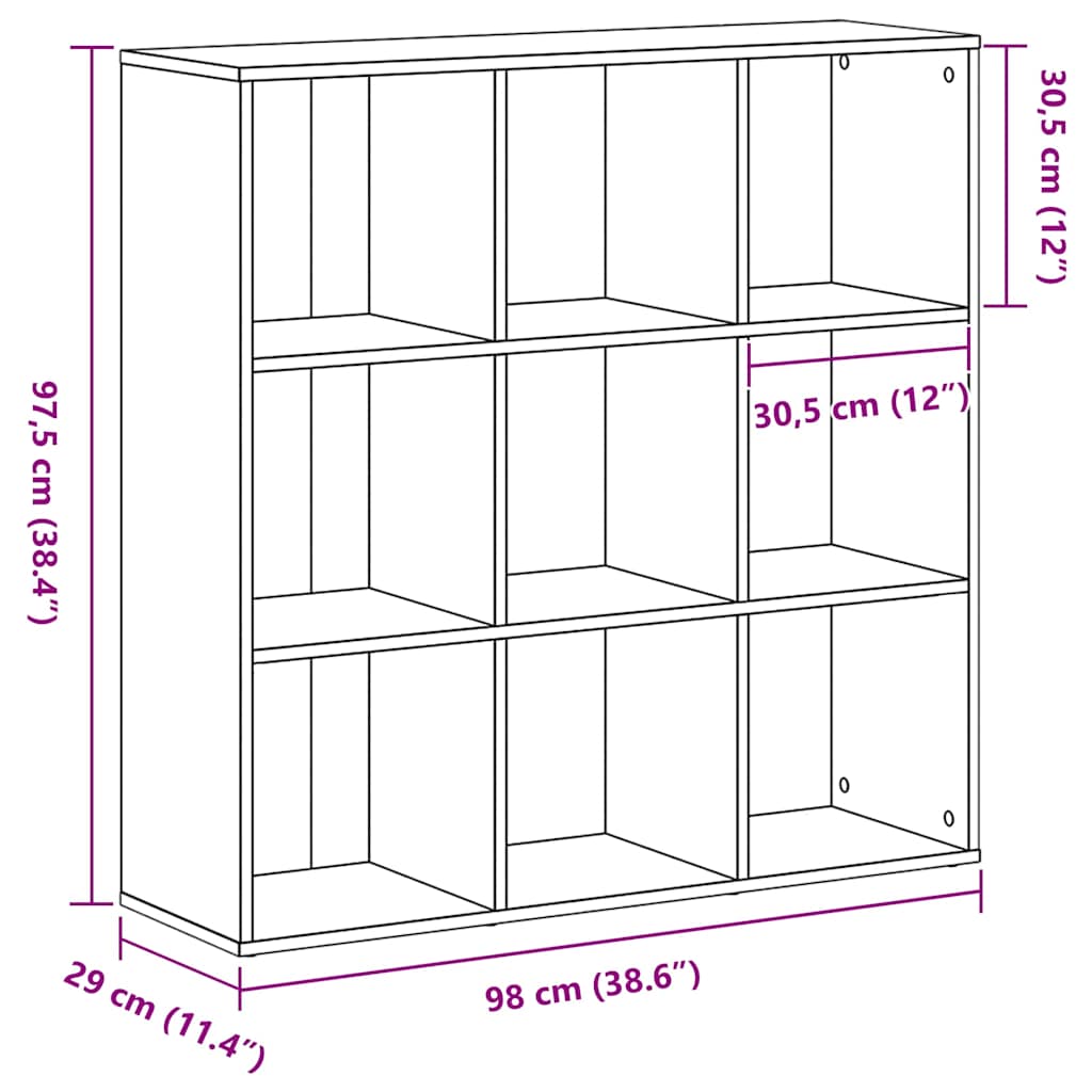 Book Cabinet Black Oak 98x29x97,5 cm Engineered Wood
