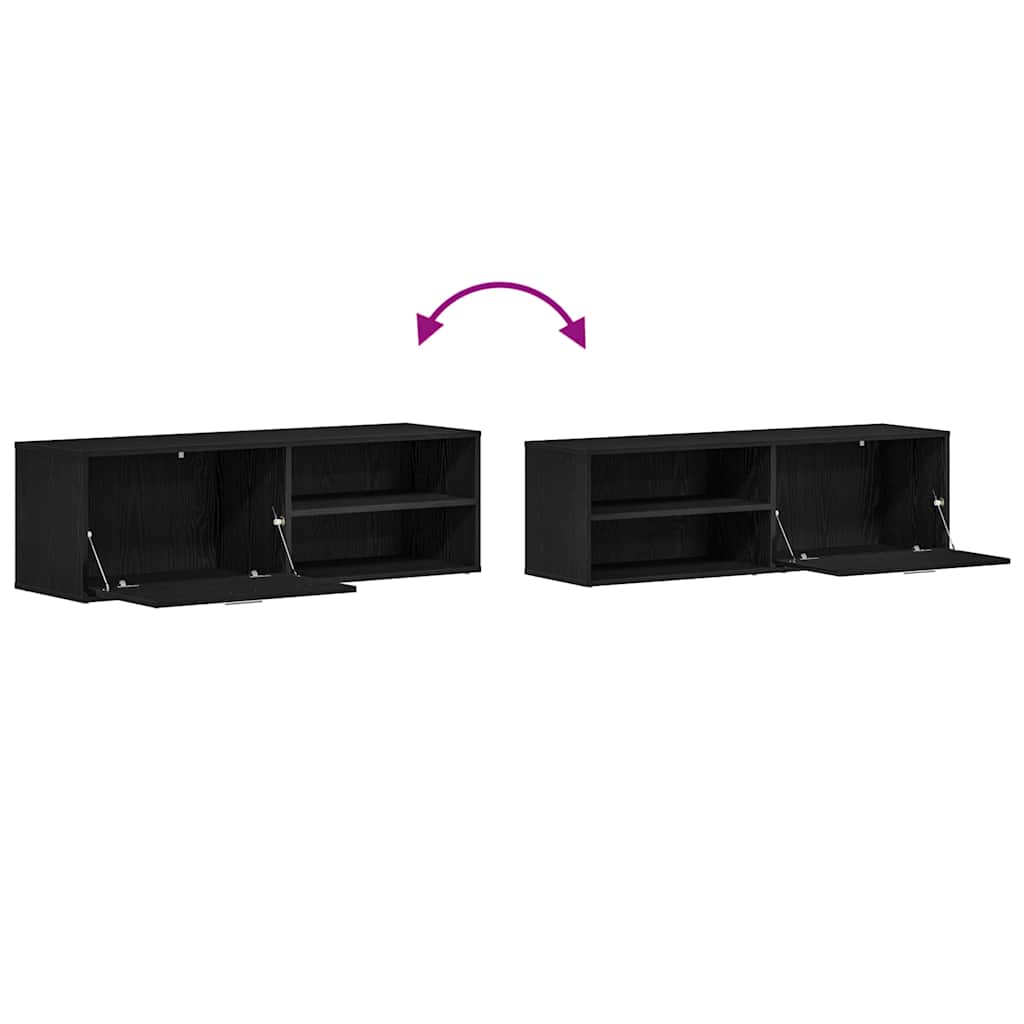 TV Cabinet Black Oak 120x34x37 cm Engineered Wood