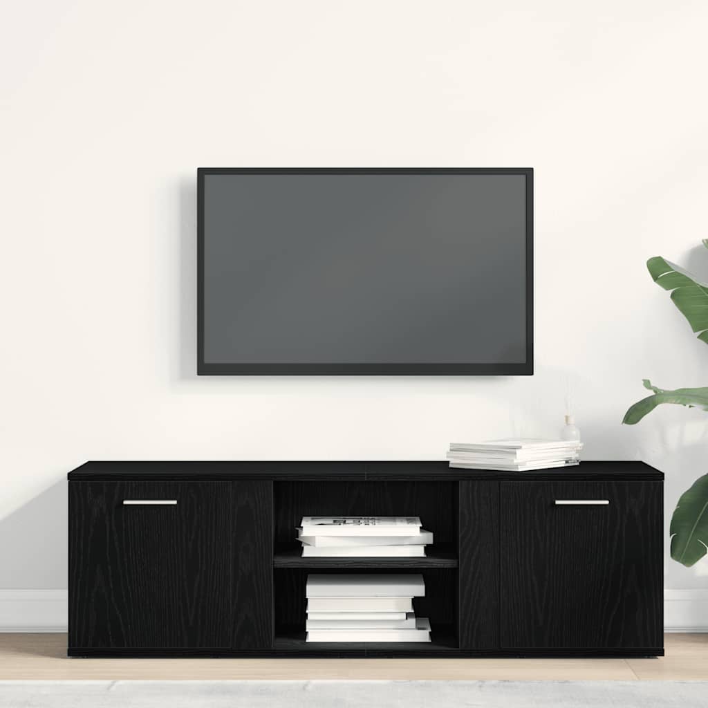 TV Cabinet Black Oak 120x34x37 cm Engineered Wood