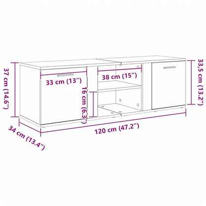 TV Cabinet Black Oak 120x34x37 cm Engineered Wood