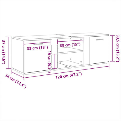 TV Cabinet Black Oak 120x34x37 cm Engineered Wood