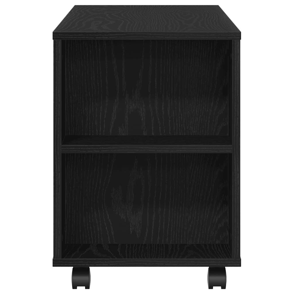TV Cabinet with Wheels Black Oak 102x34,5x43 cm Engineered Wood