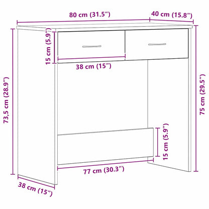 Desk with Drawer Black Oak 80 x 40 x 75 cm Engineered Wood