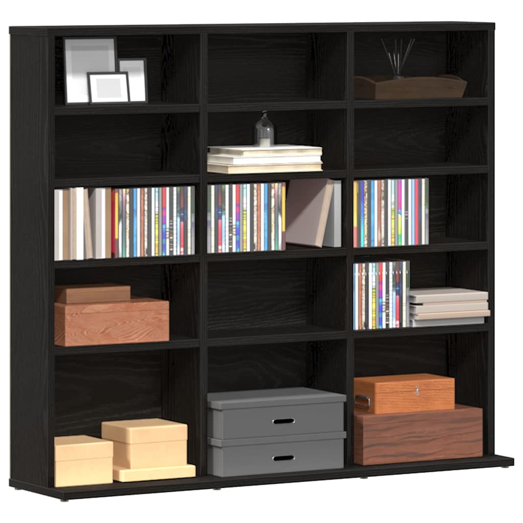 CD Cabinet Black Oak 100x23x89,5 cm Engineered Wood