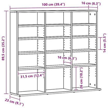 CD Cabinet Black Oak 100x23x89,5 cm Engineered Wood