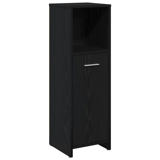 Bathroom Cabinet Black Oak 30x30x95 cm Engineered Wood