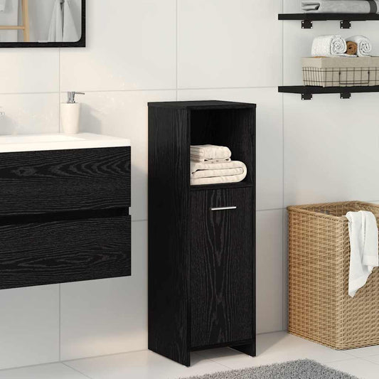 Bathroom Cabinet Black Oak 30x30x95 cm Engineered Wood