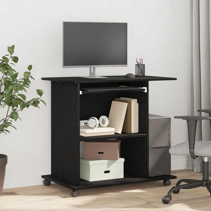 Computer Desk Black Oak 80x50x75 cm Engineered Wood