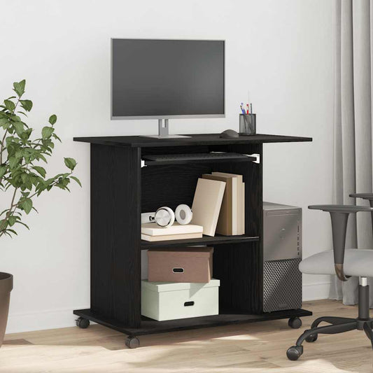 Computer Desk Black Oak 80x50x75 cm Engineered Wood
