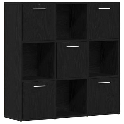 Book Cabinet Black Oak 90x28x90 cm Engineered Wood
