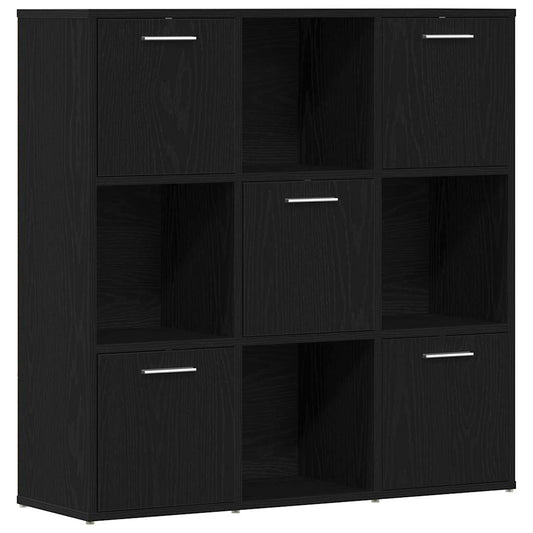 Book Cabinet Black Oak 90x28x90 cm Engineered Wood