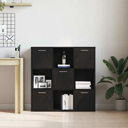 Book Cabinet Black Oak 90x28x90 cm Engineered Wood