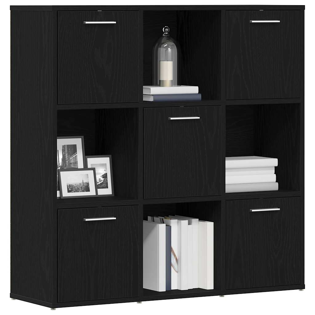 Book Cabinet Black Oak 90x28x90 cm Engineered Wood