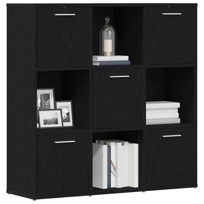 Book Cabinet Black Oak 90x28x90 cm Engineered Wood