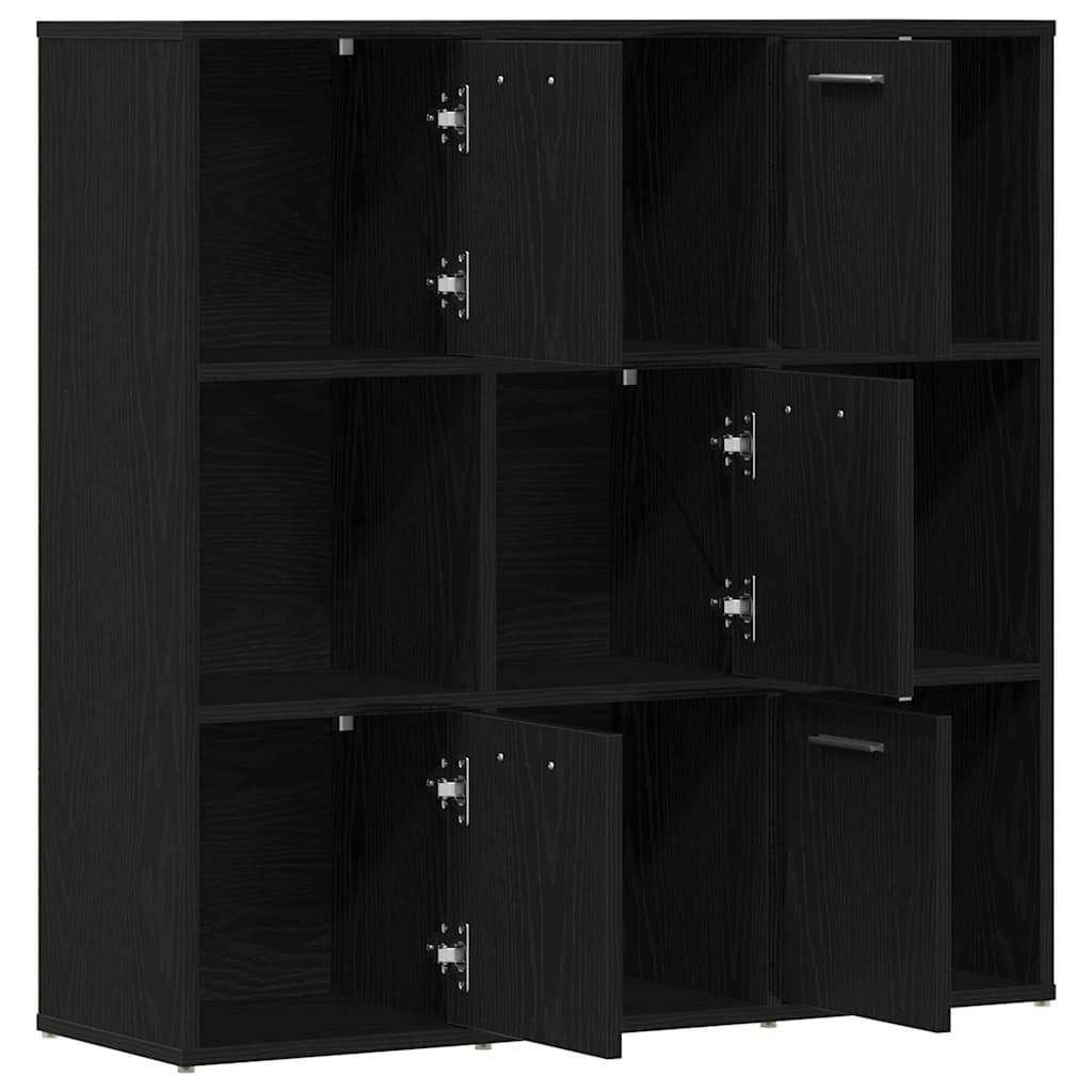 Book Cabinet Black Oak 90x28x90 cm Engineered Wood