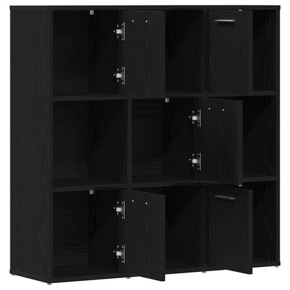 Book Cabinet Black Oak 90x28x90 cm Engineered Wood