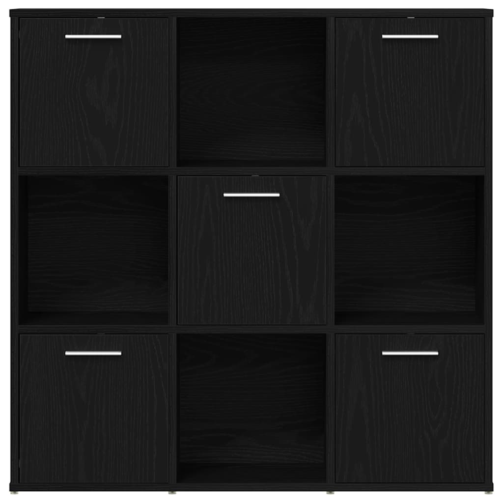 Book Cabinet Black Oak 90x28x90 cm Engineered Wood