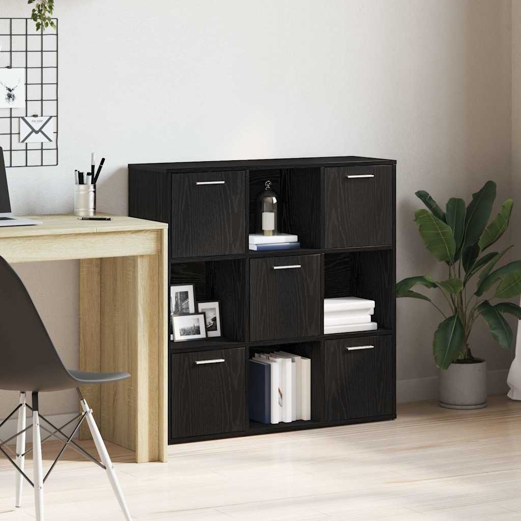 Book Cabinet Black Oak 90x28x90 cm Engineered Wood