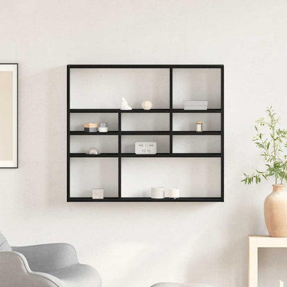 Wall Shelf Black Oak 90x16x78 cm Engineered Wood