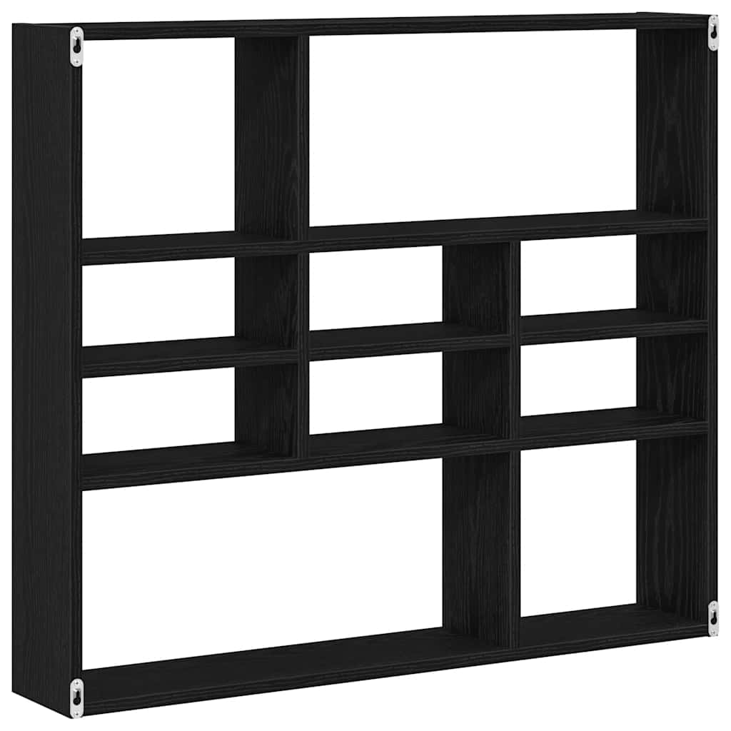 Wall Shelf Black Oak 90x16x78 cm Engineered Wood