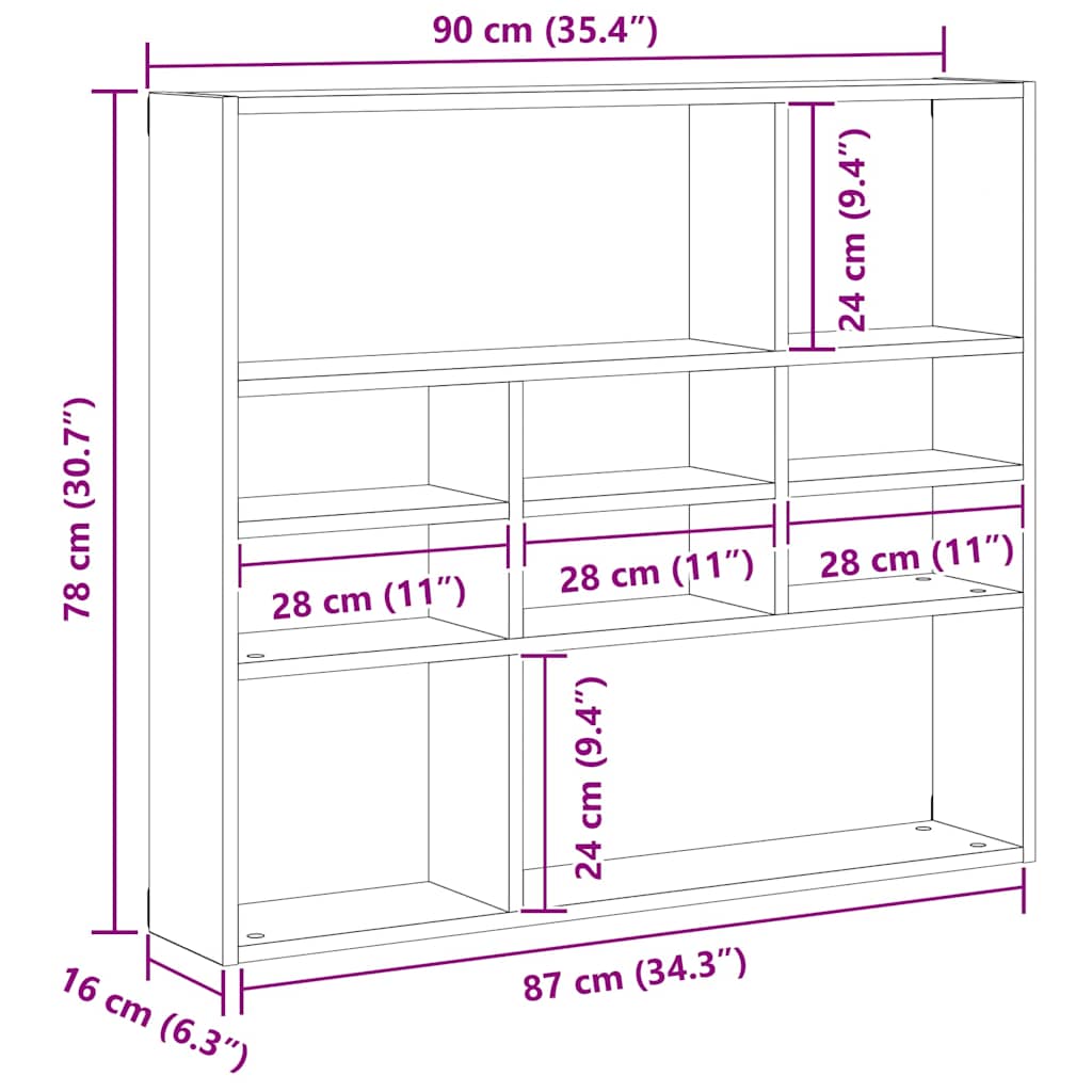 Wall Shelf Black Oak 90x16x78 cm Engineered Wood