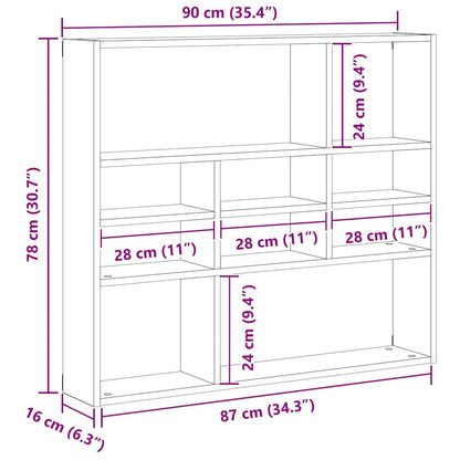 Wall Shelf Black Oak 90x16x78 cm Engineered Wood