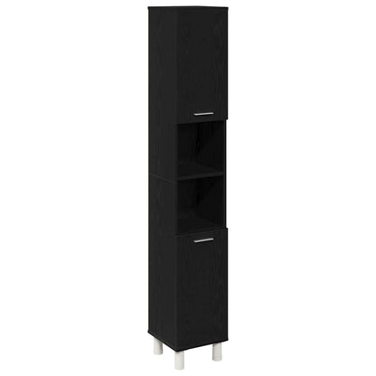 Bathroom Cabinet Black Oak 30 x 30 x 179 cm Engineered Wood