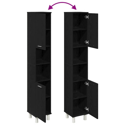 Bathroom Cabinet Black Oak 30 x 30 x 179 cm Engineered Wood