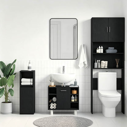 Bathroom Cabinet Black Oak 60 x 32 x 54 cm Engineered Wood