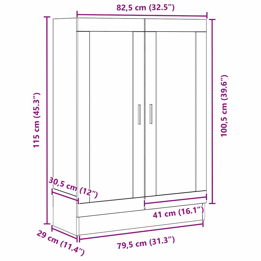 Book Cabinet Black Oak 82.5 x 30.5 x 115 cm Engineered Wood