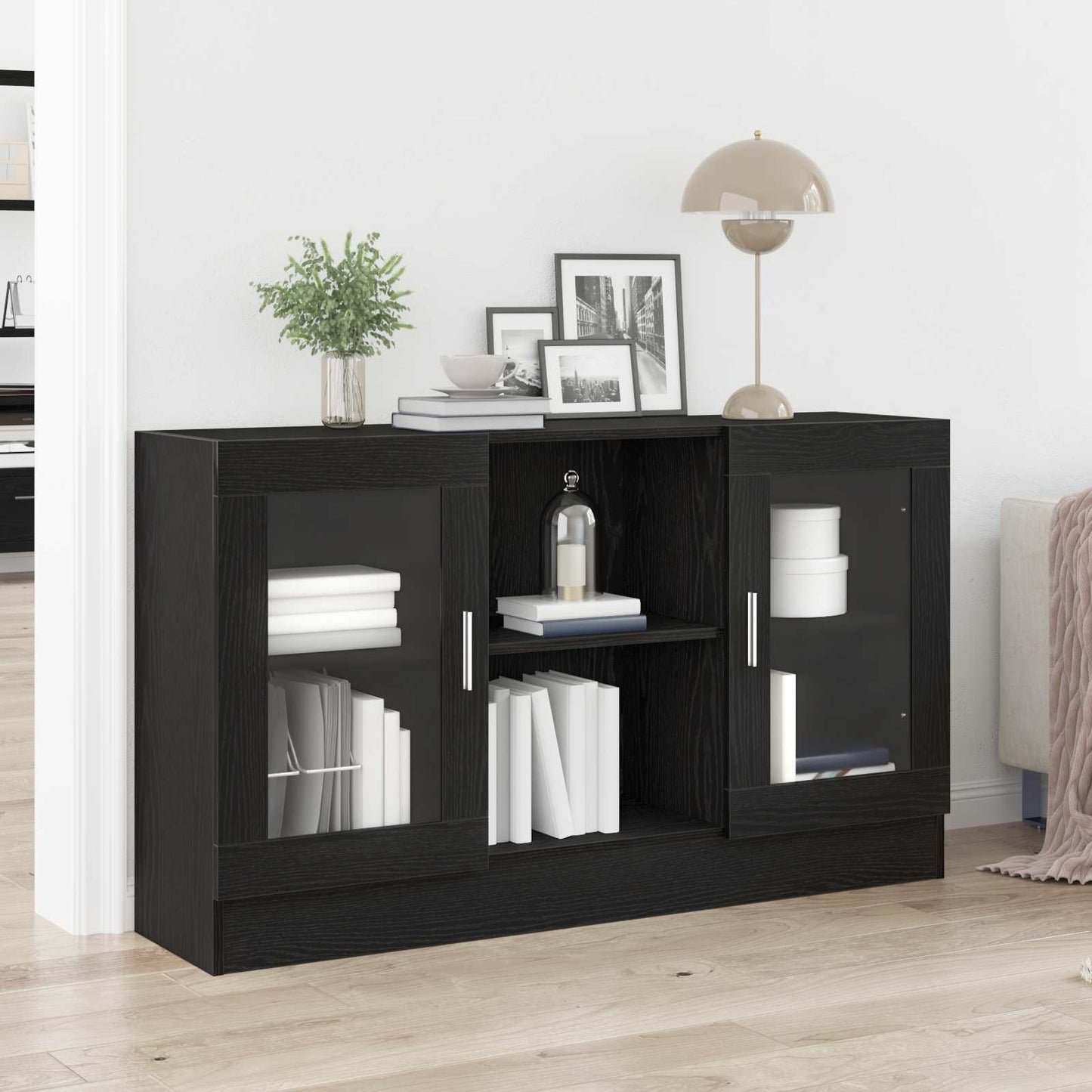 Sideboard Black Oak 120 x 30.5 x 70 cm Engineered Wood