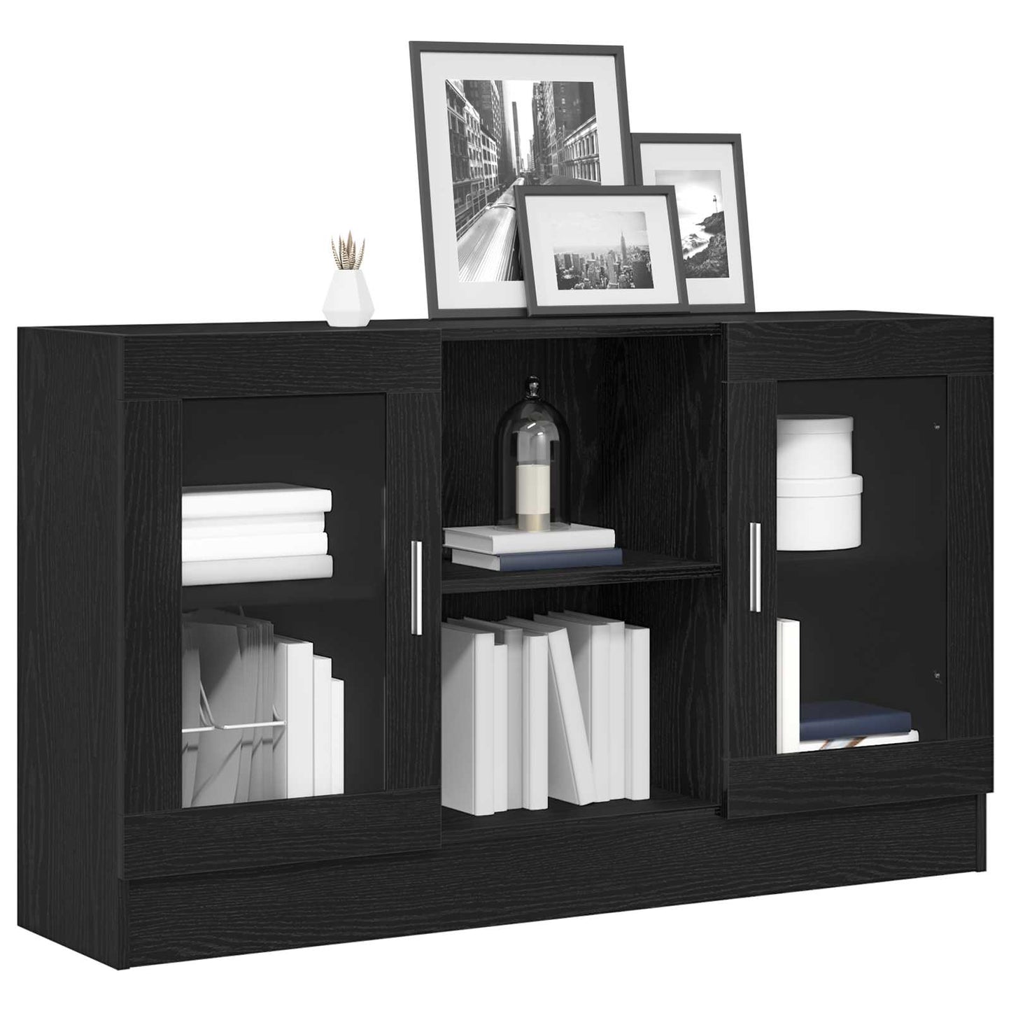 Sideboard Black Oak 120 x 30.5 x 70 cm Engineered Wood