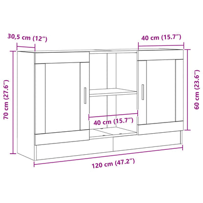 Sideboard Black Oak 120 x 30.5 x 70 cm Engineered Wood