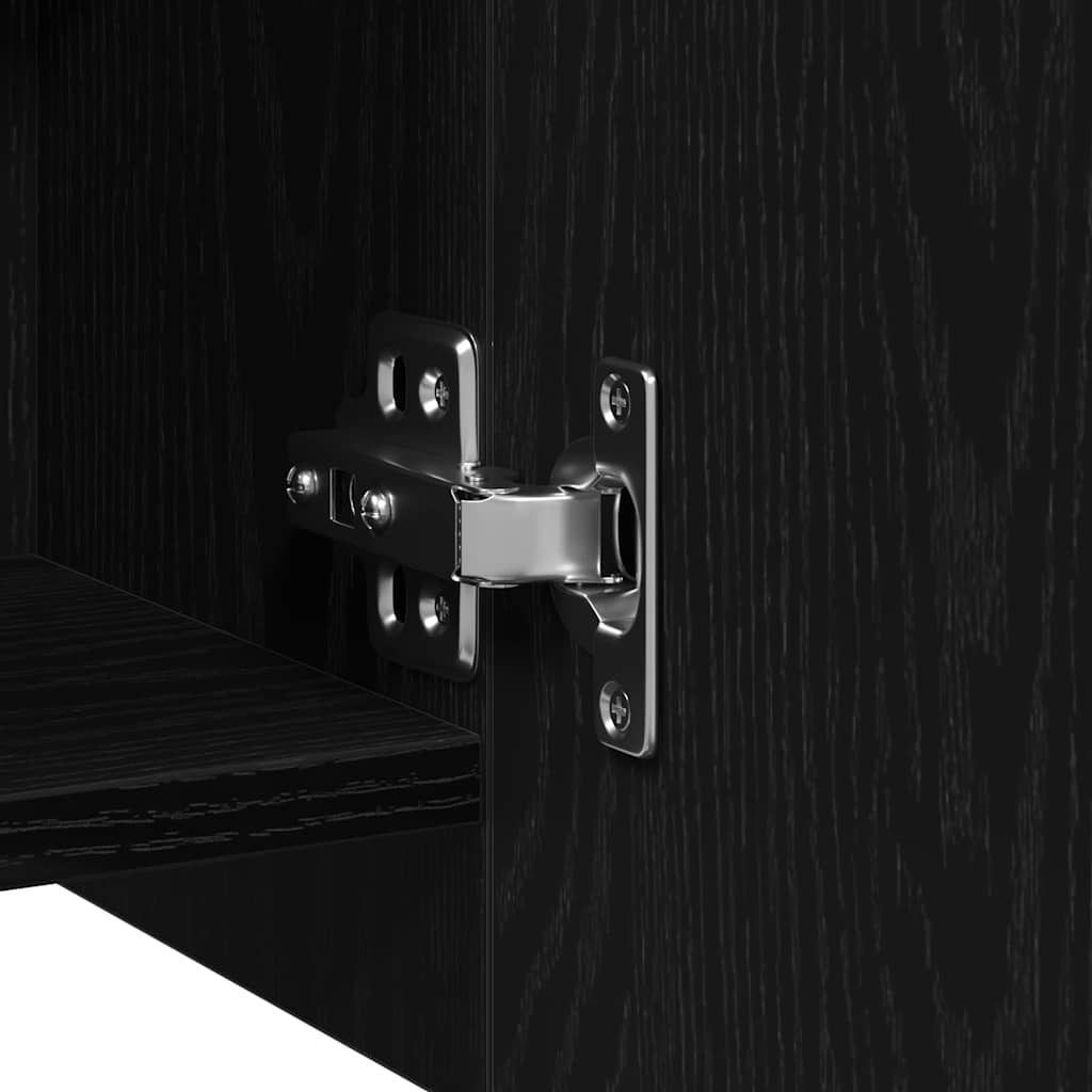 Bathroom Mirror Cabinet with Door Black Oak 62.5 x 20.5 x 64 cm