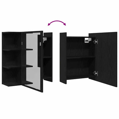 Bathroom Mirror Cabinet with Door Black Oak 62.5 x 20.5 x 64 cm