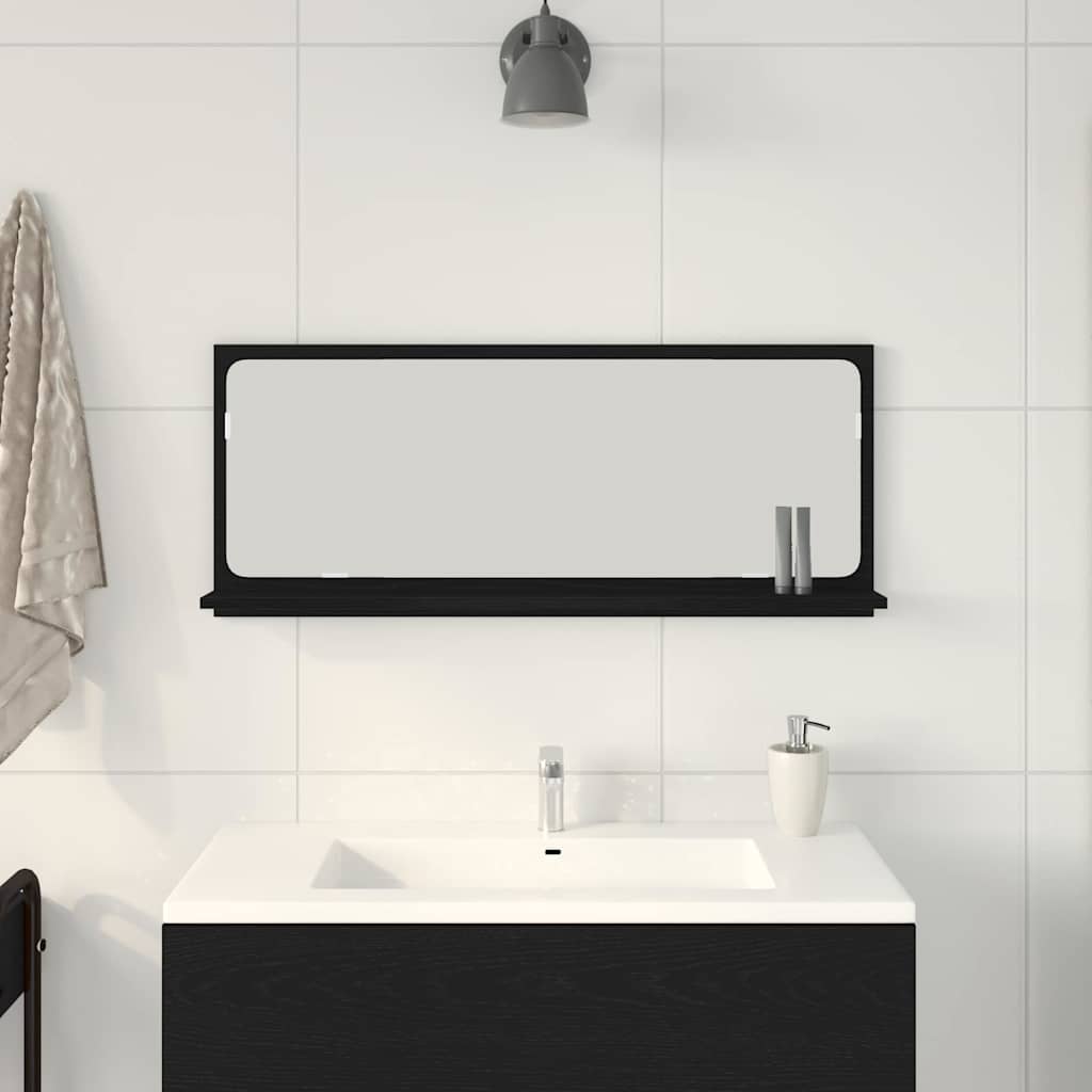 Mirror Shelf Black Oak 90 x 10.5 x 37 cm Engineered Wood