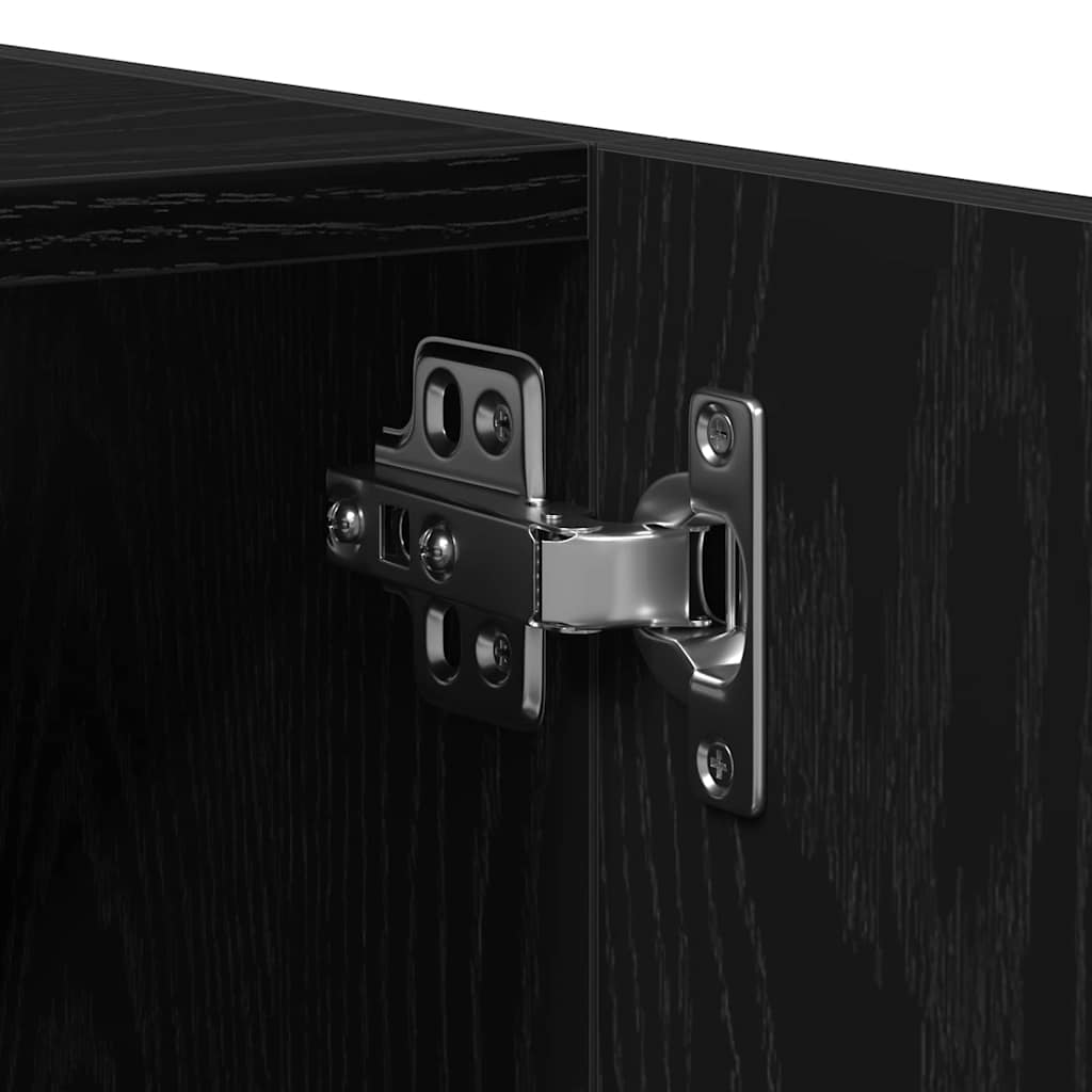 Bathroom Cabinet Black Oak 30 x 30 x 130 cm Engineered Wood