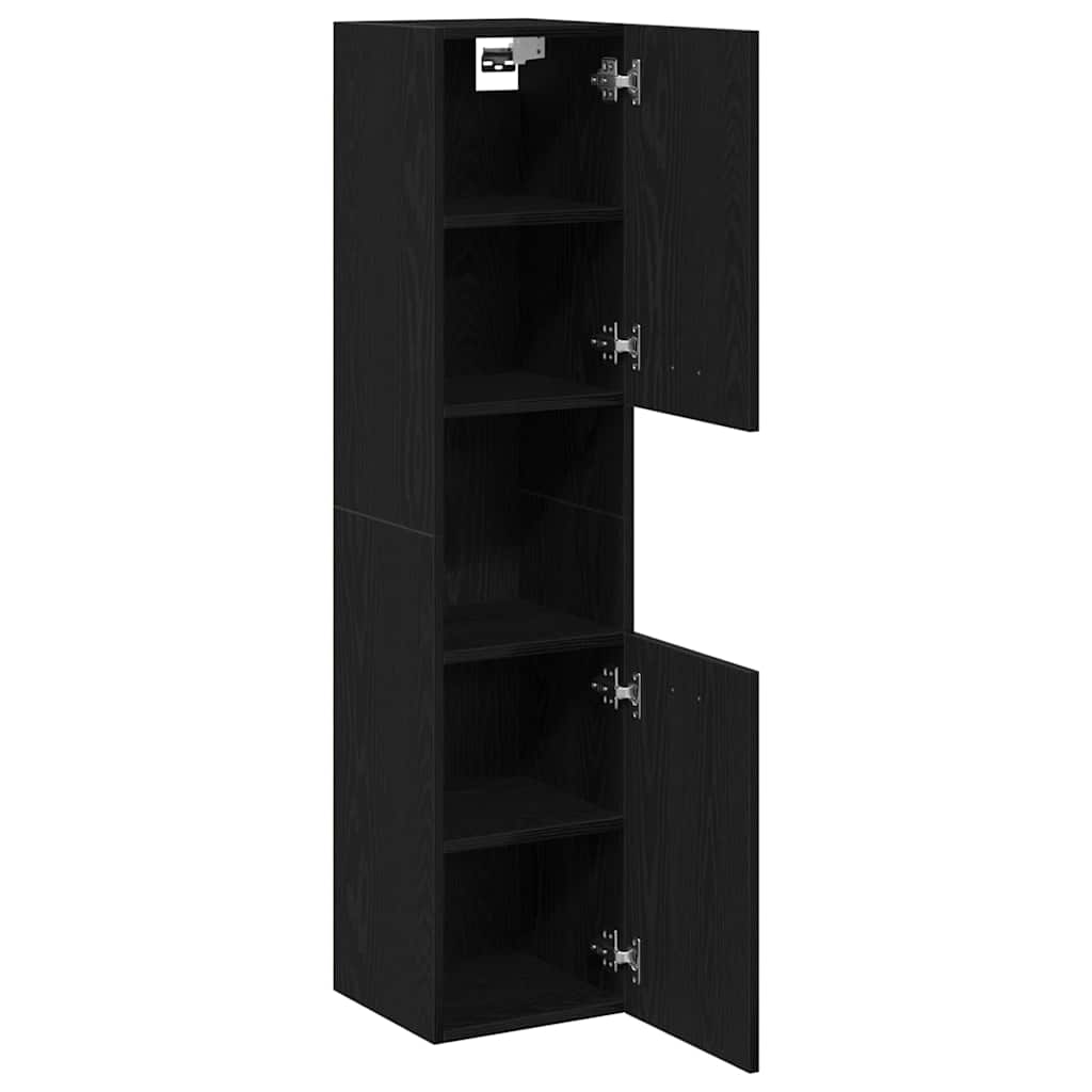 Bathroom Cabinet Black Oak 30 x 30 x 130 cm Engineered Wood