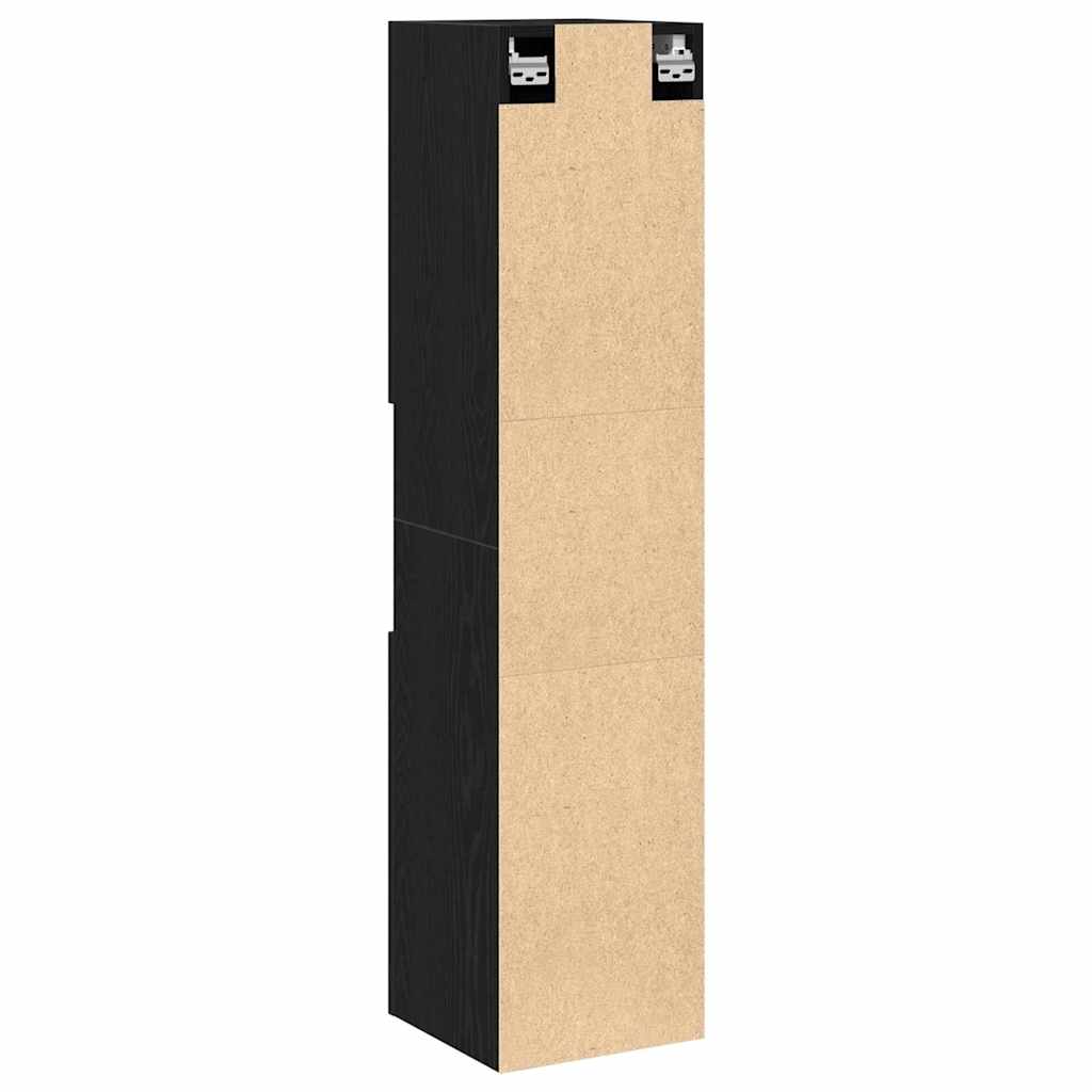 Bathroom Cabinet Black Oak 30 x 30 x 130 cm Engineered Wood