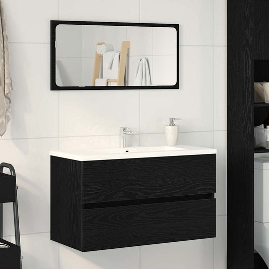 Sink Cabinet Black Oak 80x38.5x45 cm Engineered Wood