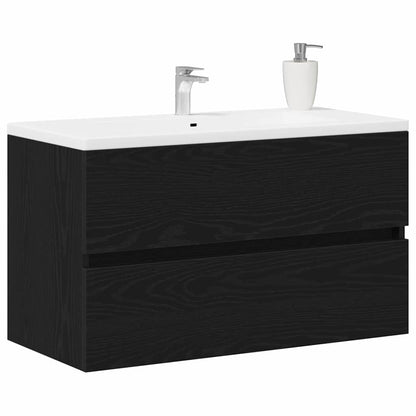 Bathroom Cabinet Black Oak 80 x 38.5 x 45 cm Engineered Wood