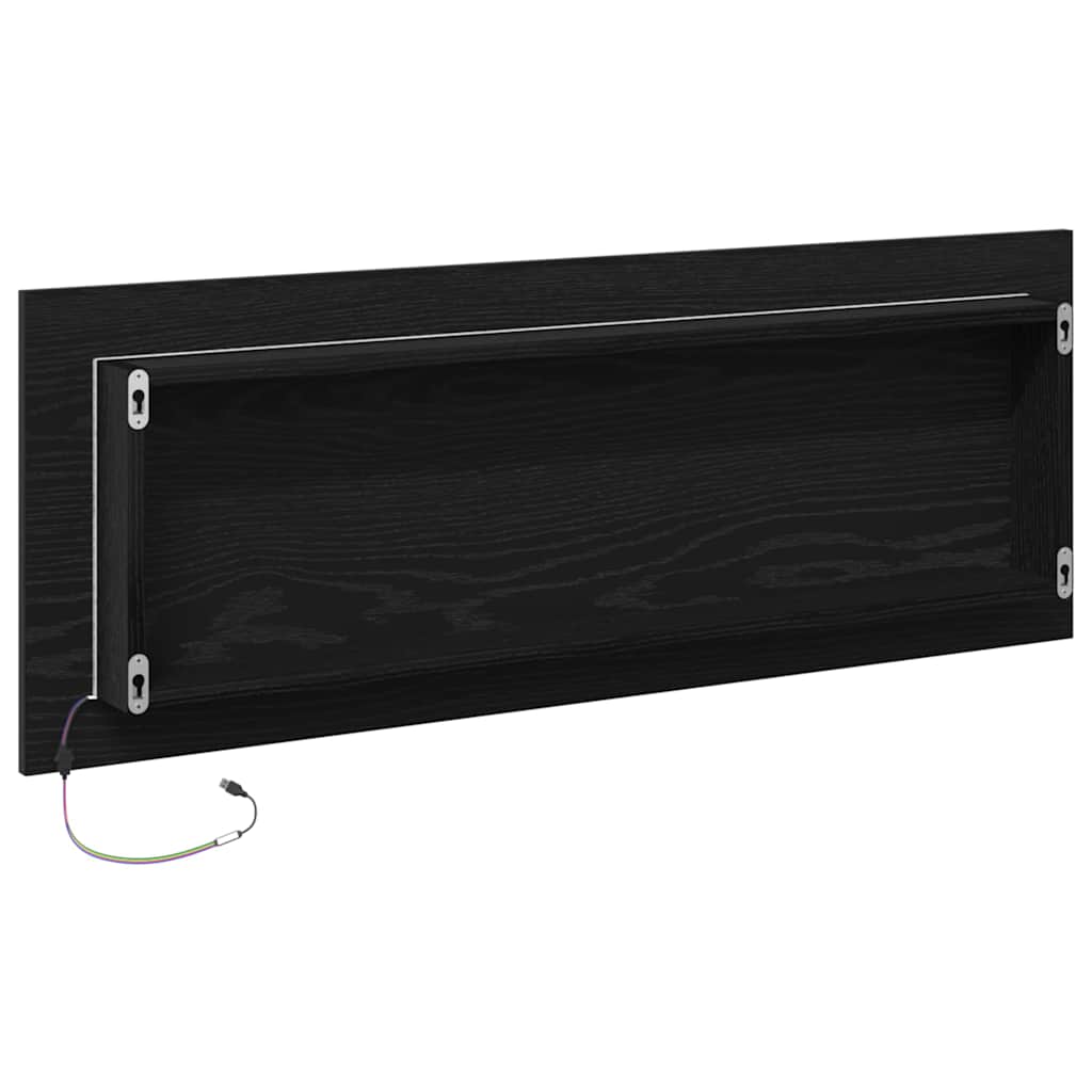 LED Bathroom Mirror Black Oak 100 x 8.5 x 37 cm Glass