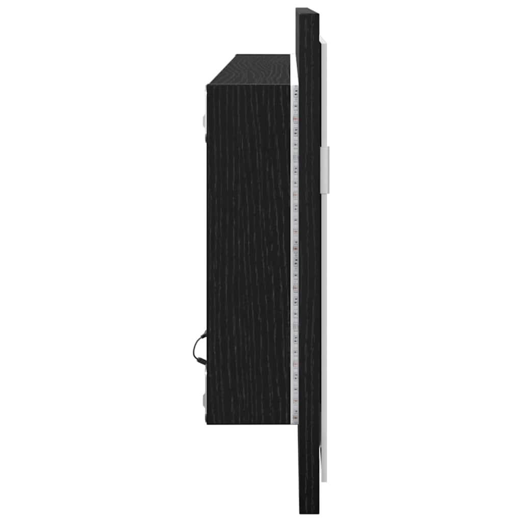 LED Bathroom Mirror Black Oak 100 x 8.5 x 37 cm Glass