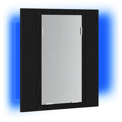 LED Bathroom Mirror Cabinet Black Oak 40x12x45 cm Engineered Wood