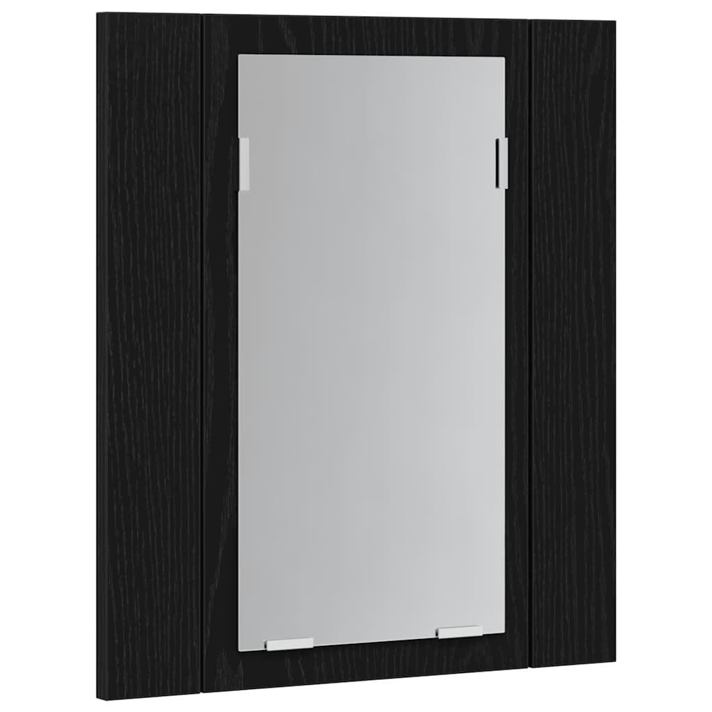 LED Bathroom Mirror Cabinet Black Oak 40x12x45 cm Engineered Wood