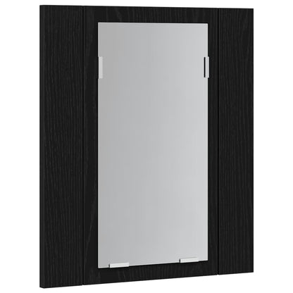 LED Bathroom Mirror Cabinet Black Oak 40x12x45 cm Engineered Wood