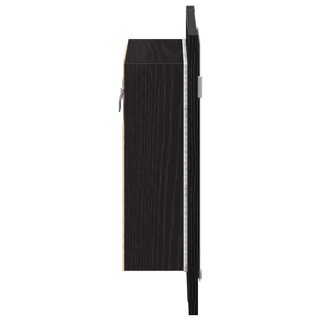 LED Bathroom Mirror Cabinet Black Oak 40x12x45 cm Engineered Wood