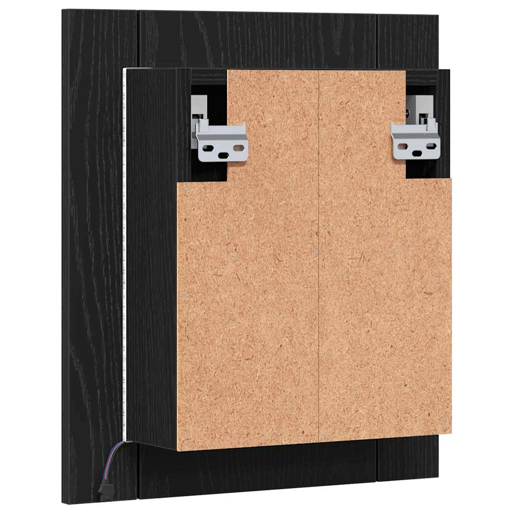 LED Bathroom Mirror Cabinet Black Oak 40x12x45 cm Engineered Wood