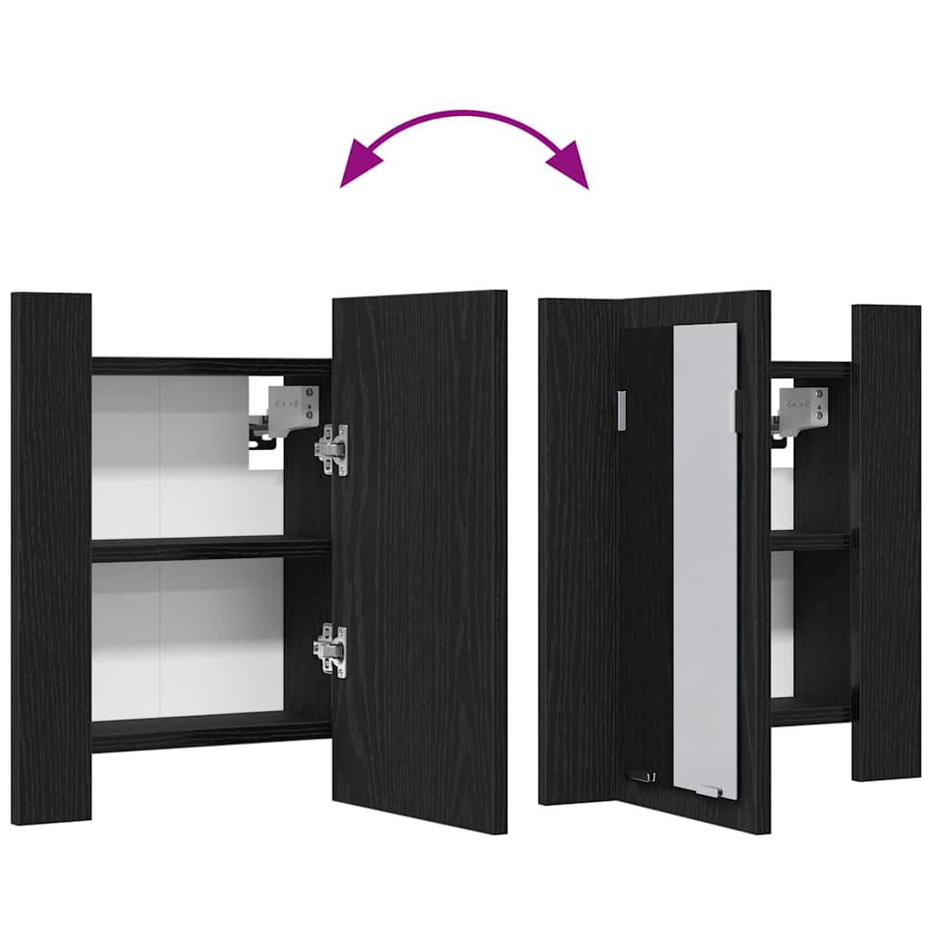 LED Bathroom Mirror Cabinet Black Oak 40x12x45 cm Engineered Wood